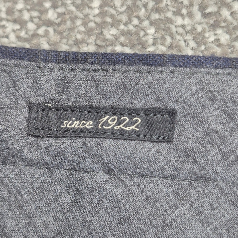 Alberto Pleated Dress Pants Mens 32x32 Navy Plaid Slim Fit Wool Blend Cuffed - Picture 5 of 10
